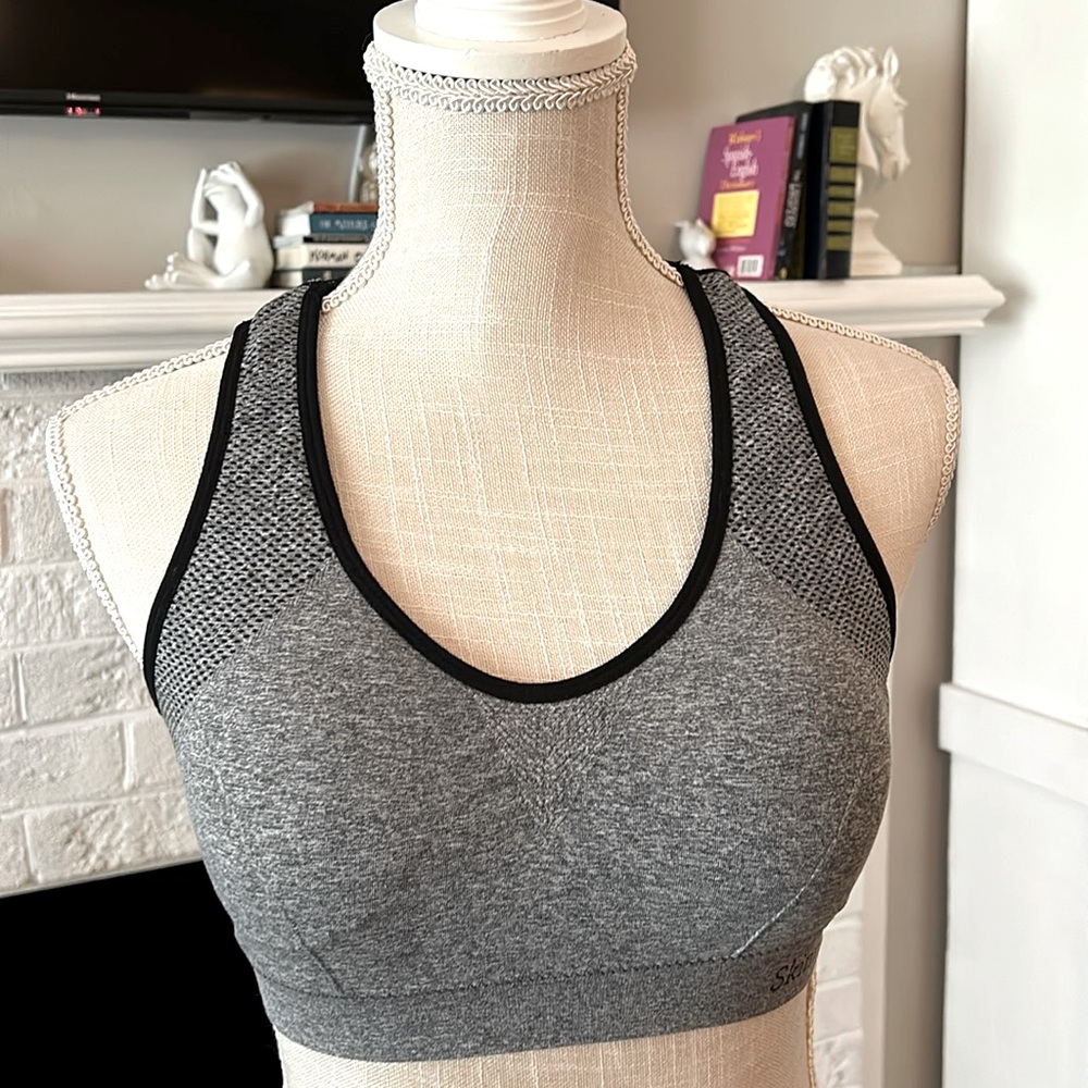 Skinnygirl Gray Sports Bra Womens Large Removable Pads Activewear
